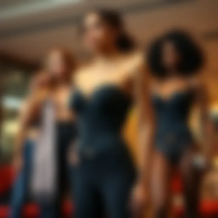 Waist Trainers in Modern Fashion Trends Contemporary fashion setting featuring individuals wearing waist trainers