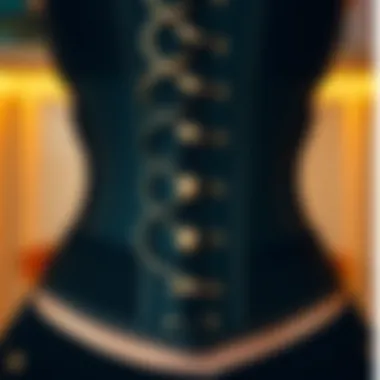 Detailed View of a Black Waist Trainer Corset Intricate design of a black waist trainer corset showcasing its structural elements