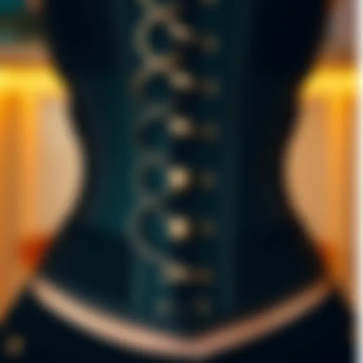 Detailed View of a Black Waist Trainer Corset Intricate design of a black waist trainer corset showcasing its structural elements