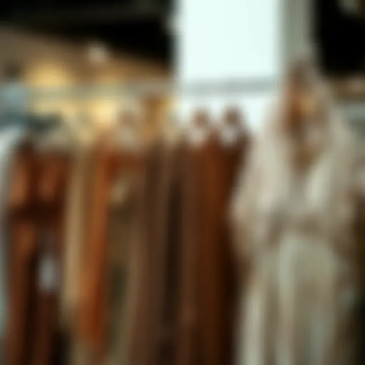 Variety of Styles Displayed Variety of brown bathing suit cover ups displayed on a clothing rack