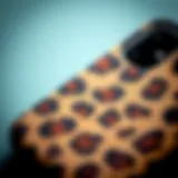 Texture Detail of Cheetah Print Case Close-up of a cheetah print iPhone 12 Pro Max case showcasing its texture