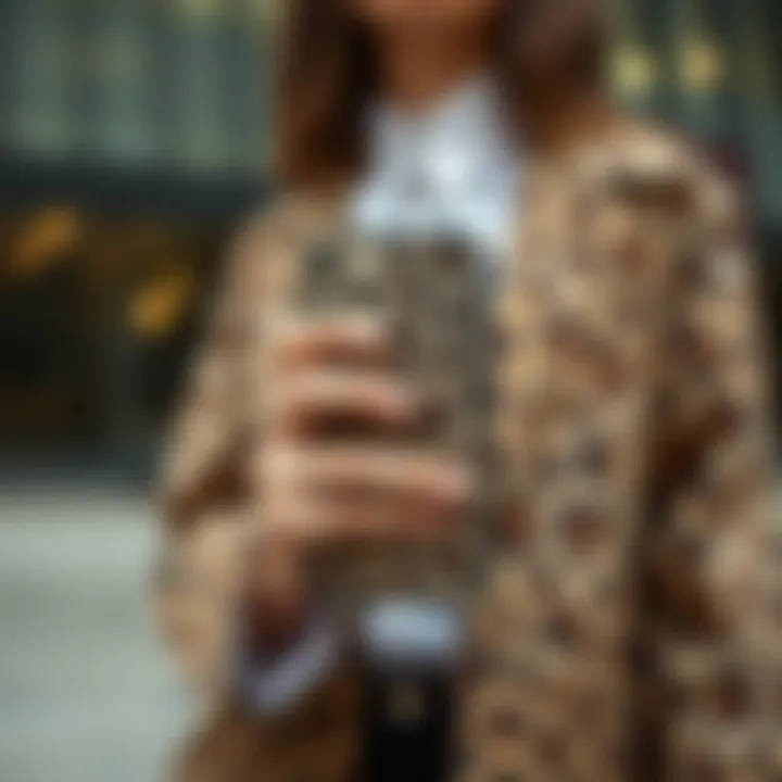 Fashion Statement with Cheetah Print Case A fashionable individual holding a cheetah print iPhone 12 Pro Max case