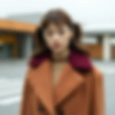 Sustainable materials used in color block wool coat production