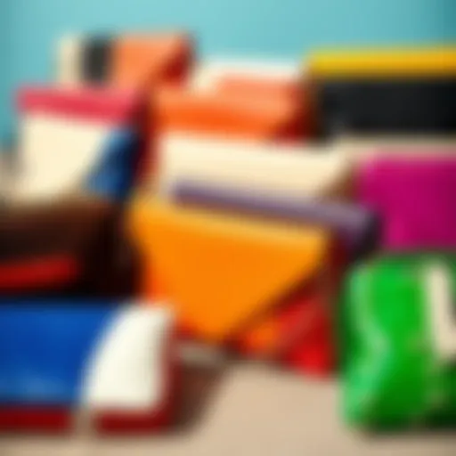 A vibrant assortment of colorblock clutches showcasing diverse designs.