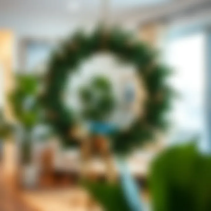 Versatile Waterproof Wreath for Indoor Decor A stunning waterproof wreath displayed in a chic indoor setting, demonstrating its versatility.