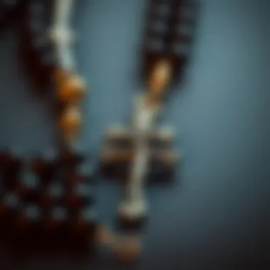 Detailed View of Cross Rosary Necklace Close-up of beads and crucifix of a cross rosary necklace