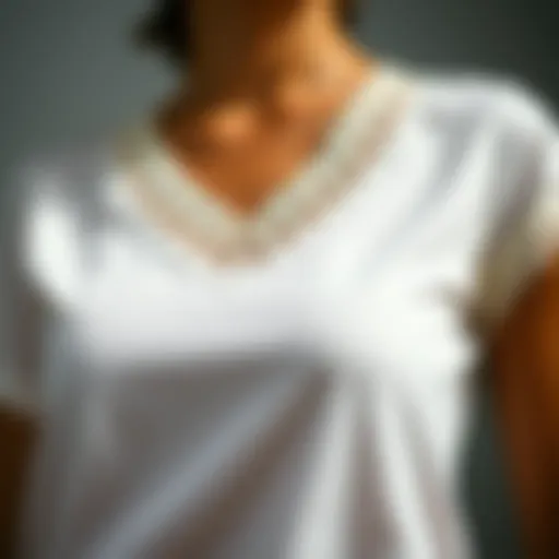 Intricate Lace Trim Design Elegant lace trim detail on a T-shirt