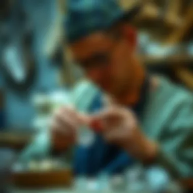 Artisan Crafting Crystal Urn Necklaces Artisan at work crafting a crystal urn necklace