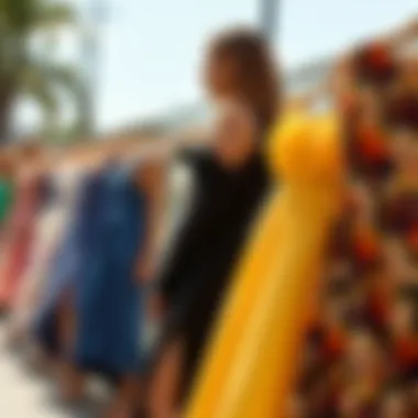 Fabric Choices for Midi Dress Sophistication Variety of fabrics used in summer midi dresses.