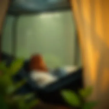 Cozy Interior of an Enclosed Hammock A cozy interior view of an enclosed hammock showcasing its comfort