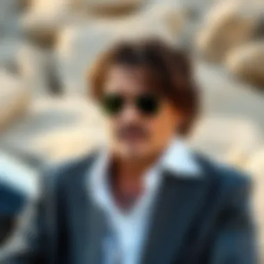 Aviator Sunglasses Outdoor Shot Stylish outdoor shot of Johnny Depp wearing aviator sunglasses