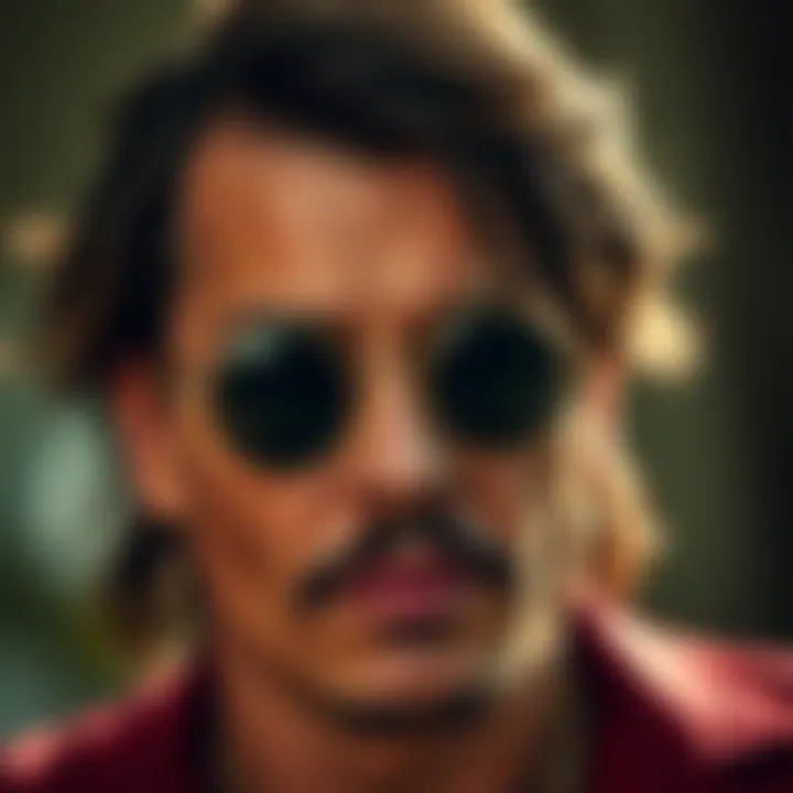 Close-up of Johnny Depp's signature round sunglasses