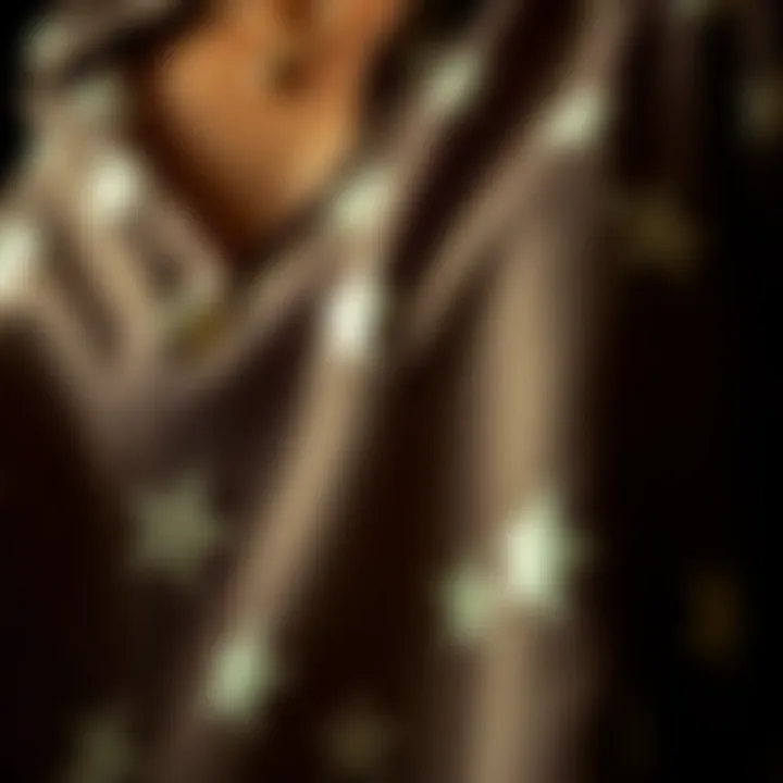Close-up of fabric textures and patterns in plus size star shirts