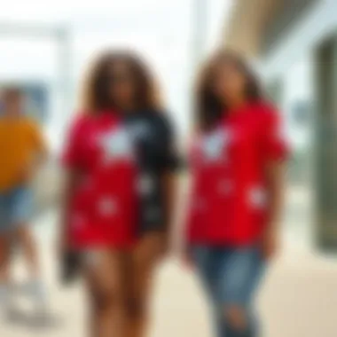 Trendy plus size star shirts featured in a vibrant fashion setting