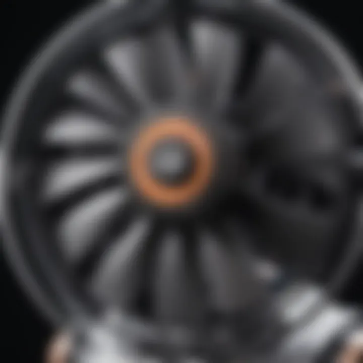 Close-up of a wearable fan showcasing its advanced technology