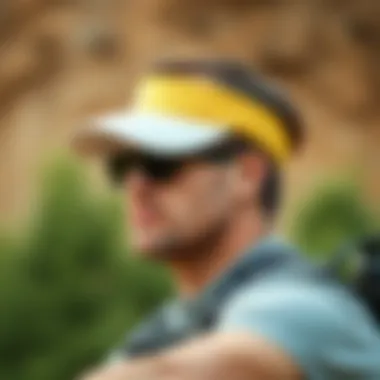 Sun Visor Sunglasses in Action Person wearing sun visor sunglasses during outdoor activities