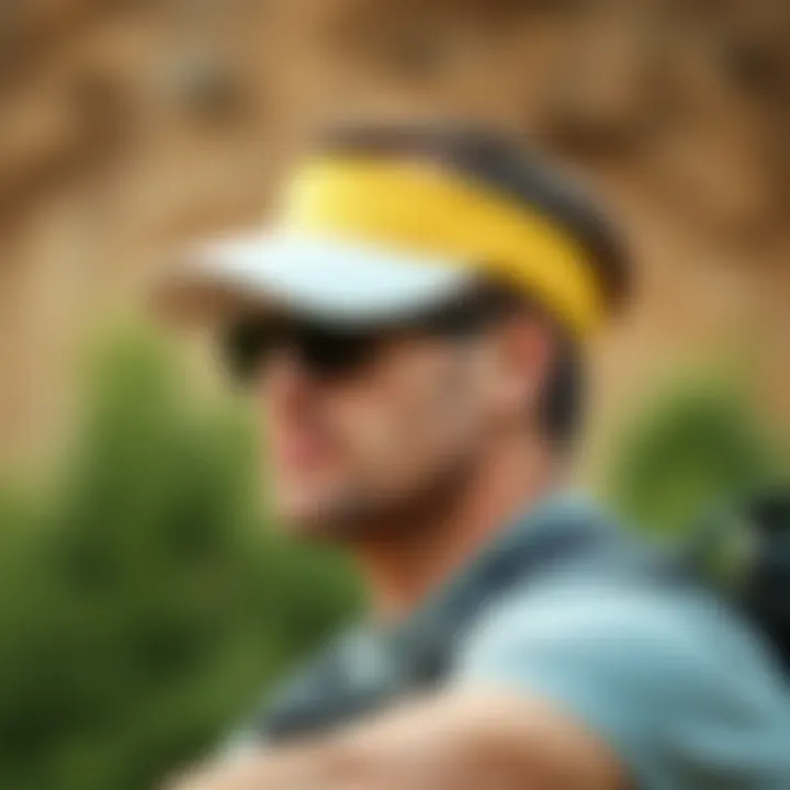Sun Visor Sunglasses in Action Person wearing sun visor sunglasses during outdoor activities
