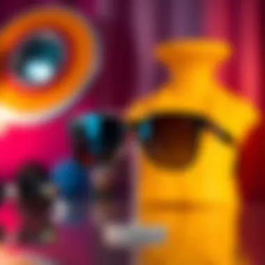 Trendy Sun Visor Sunglasses Display Trendy sun visor sunglasses displayed against a vibrant background