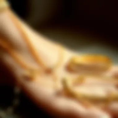 Stylish arrangement of various gold anklet extenders