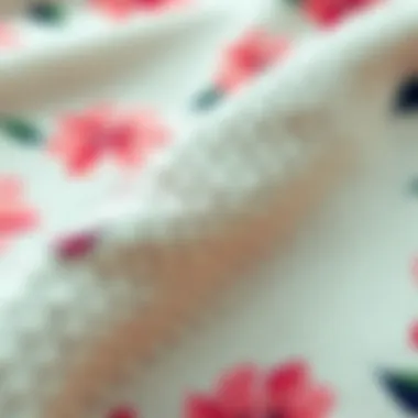 Close-up of hibiscus fabric texture highlighting the intricate weave and quality material
