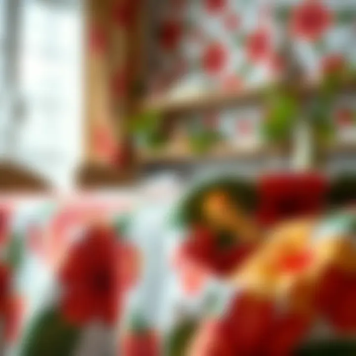 A selection of sustainable fabrics featuring hibiscus patterns, illustrating eco-friendly options