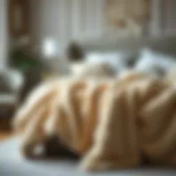 Luxurious plush shaggy duvet cover draped on a stylish bed