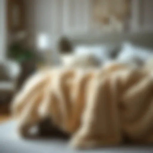 Luxurious plush shaggy duvet cover draped on a stylish bed