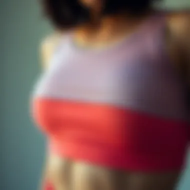 Close-up of fabric texture and quality of sports bra