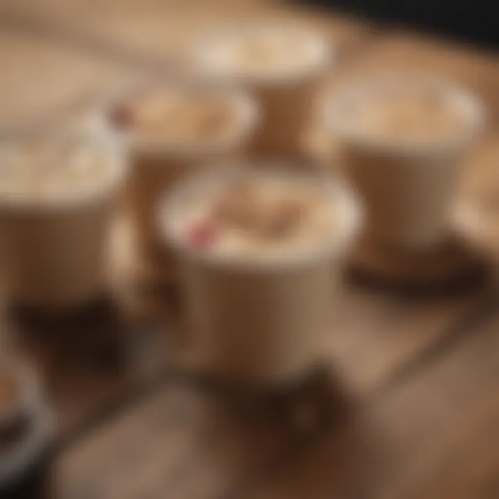 Stylish reusable oatmeal cup on a wooden table