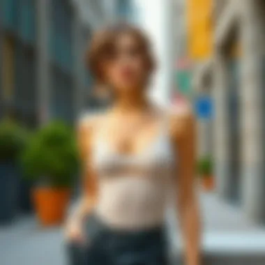 Chic Urban Look with Ribbed Cut Out Bodysuit A model showcasing the ribbed cut out bodysuit in a chic urban environment.
