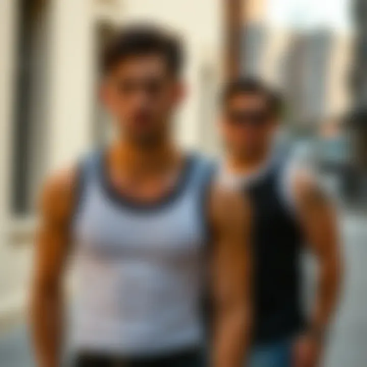 Different styling options for ringer tank tops in various settings