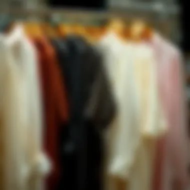 Variety of Sheer Shirt Styles Diverse styling options for sheer shirts displayed on a clothing rack.