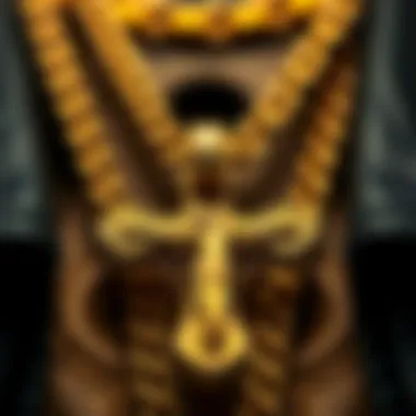 Intricate Details of a Jesus Chain A close-up of a beautifully crafted Jesus chain showcasing intricate details