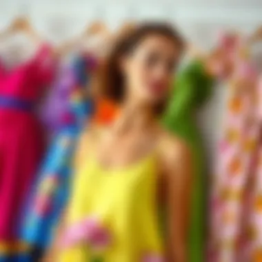 Vibrant Skater Dress Showcase Elegant skater dress in vibrant summer colors