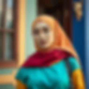Innovative Color Schemes in Hijab Fashion A creative combination of colors in a two piece hijab ensemble