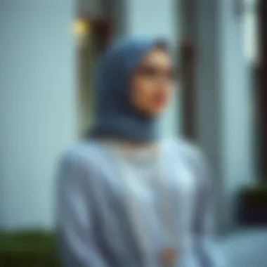 Modern Elegance in Two Piece Hijab Styling Elegant display of a two piece hijab set styled with modern accessories