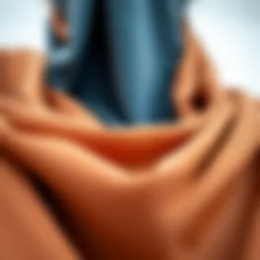 Textures and Fabrics in Contemporary Hijab Design Close-up of luxurious fabrics used in two piece hijab sets