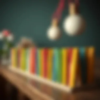 Colored wooden clothespins used in a creative decor setting