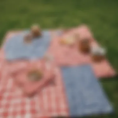 Diverse Designs of Picnic Mats Diverse designs of plastic picnic mats displayed