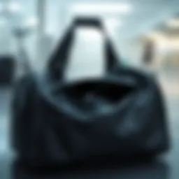 A sleek gym bag with waterproof compartment showcasing its design