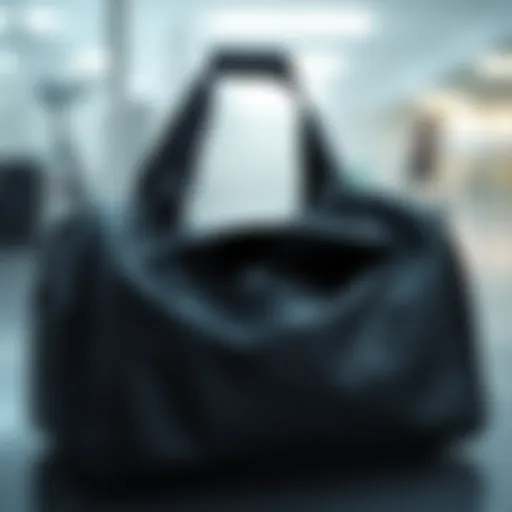 A sleek gym bag with waterproof compartment showcasing its design