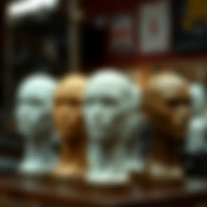 Comparison of mannequin heads made from different materials