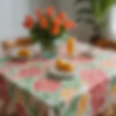 Hawaiian plastic tablecloth enhancing home décor