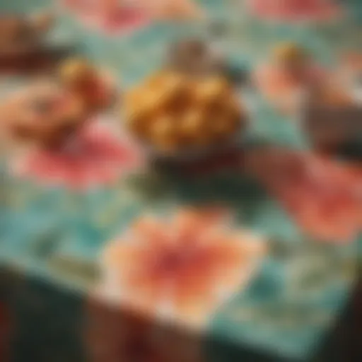 Vibrant Hawaiian tablecloth featuring tropical patterns