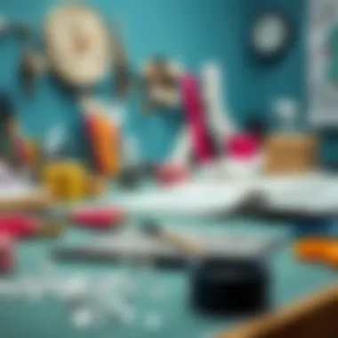 Creative Space for Rhinestone Application A crafting workspace featuring tools and materials for applying hotfix rhinestones