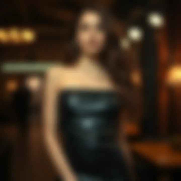 High-Fashion Elegance of Leather Tube Dresses Elegant leather tube dress showcased in a high-fashion setting