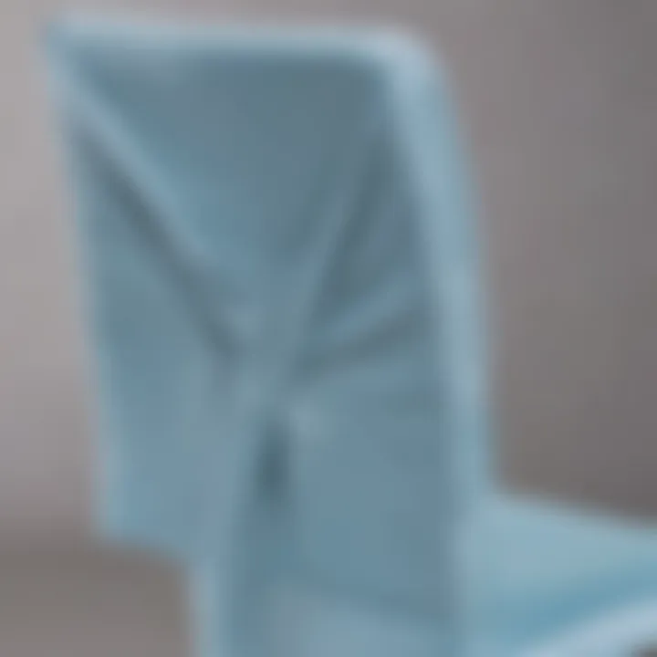 Close-up of light blue spandex chair sash showcasing its texture and stretch