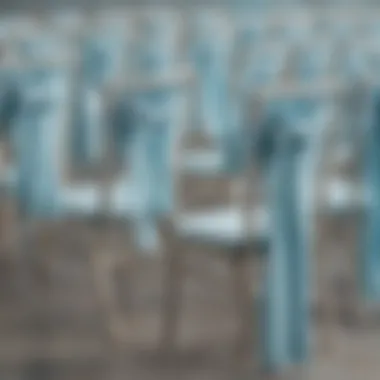 Creative Arrangement of Light Blue Sashes Collection of light blue spandex chair sashes arranged creatively