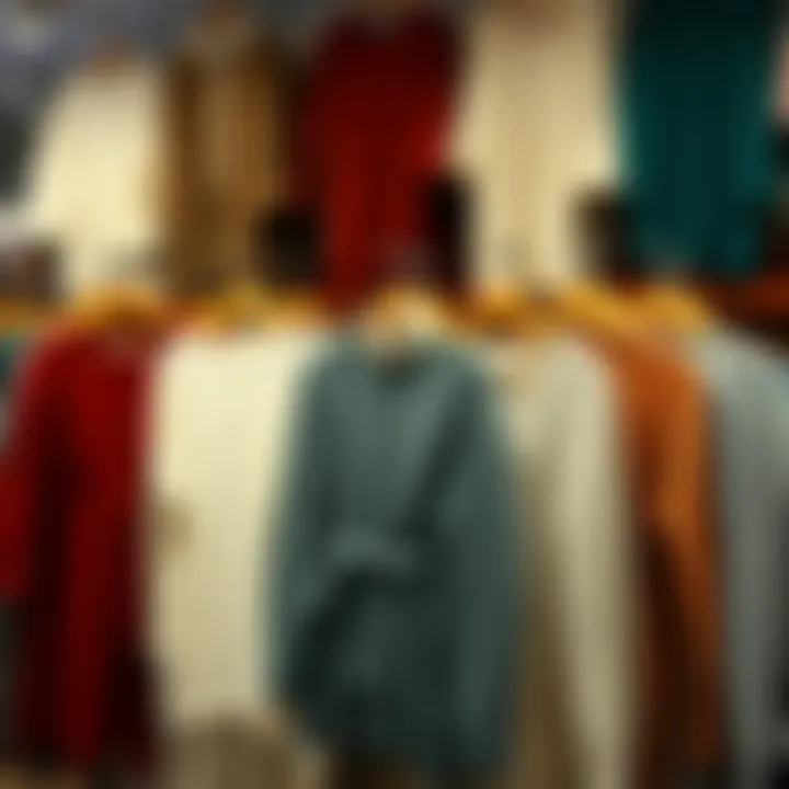 Diverse styles of sweater dresses arranged in a stylish display