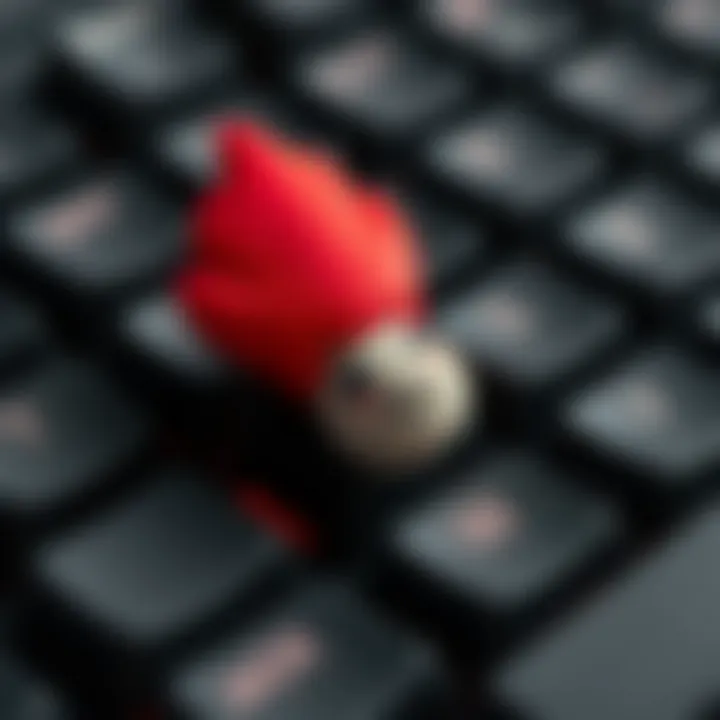 Artistic Character Keycap Close-up view of a uniquely shaped keycap featuring an artistic character.